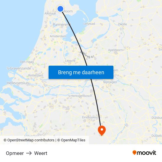 Opmeer to Weert map