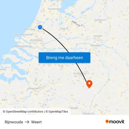Rijnwoude to Weert map