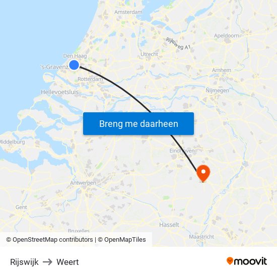 Rijswijk to Weert map