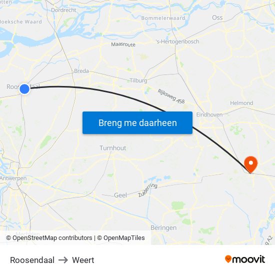 Roosendaal to Weert map