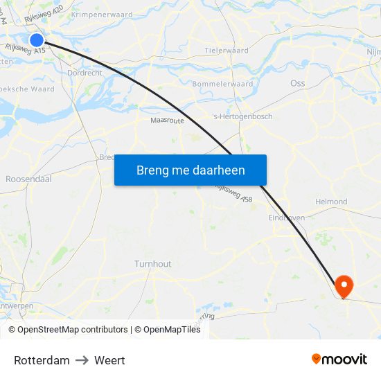 Rotterdam to Weert map