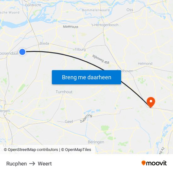 Rucphen to Weert map