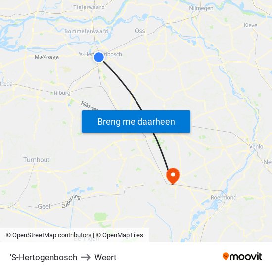 'S-Hertogenbosch to Weert map