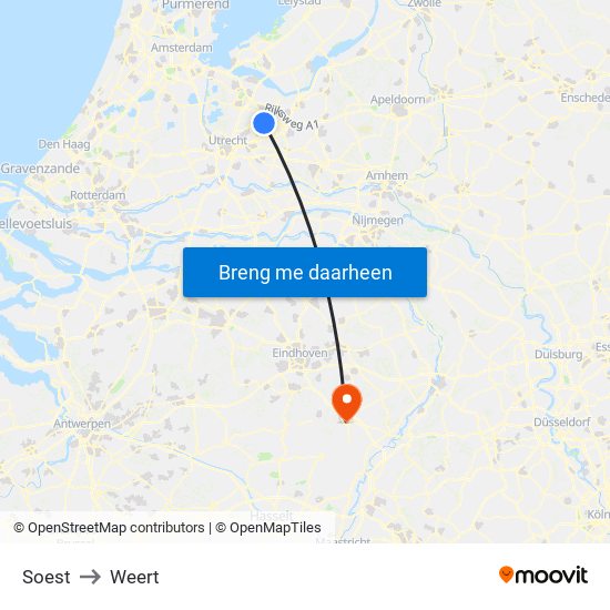 Soest to Weert map