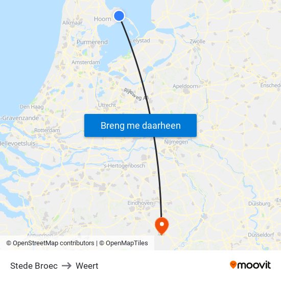 Stede Broec to Weert map