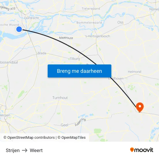 Strijen to Weert map