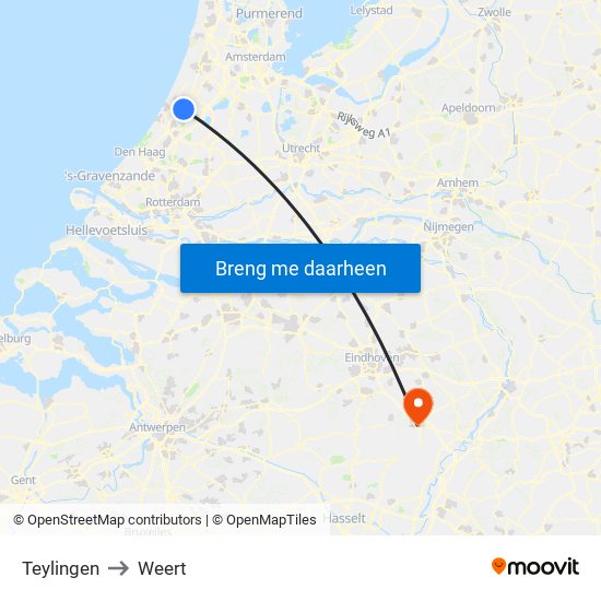 Teylingen to Weert map