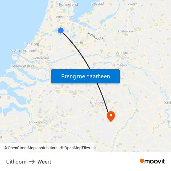 Uithoorn to Weert map