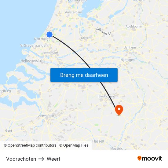 Voorschoten to Weert map