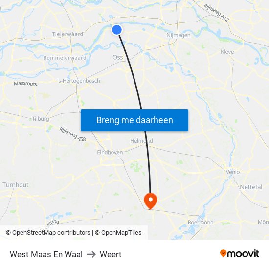 West Maas En Waal to Weert map