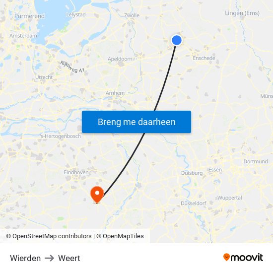 Wierden to Weert map