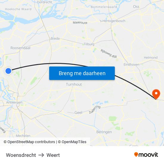 Woensdrecht to Weert map