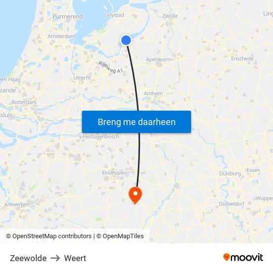 Zeewolde to Weert map