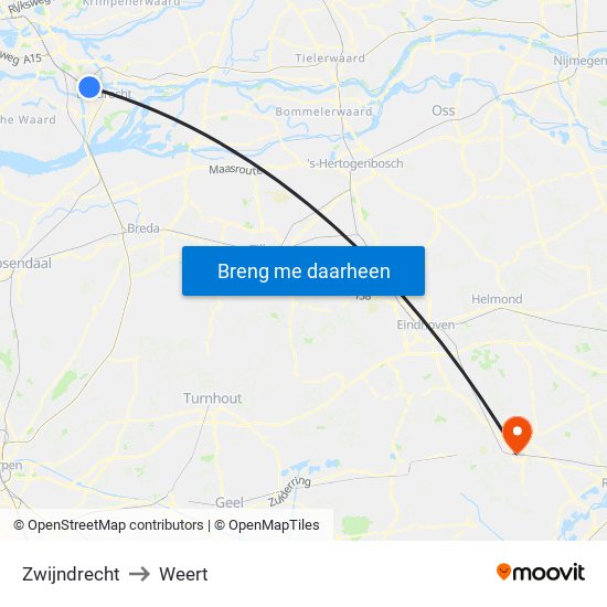 Zwijndrecht to Weert map