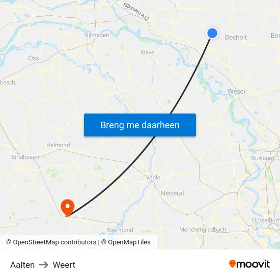 Aalten to Weert map