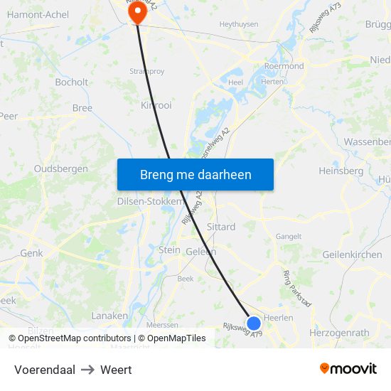 Voerendaal to Weert map