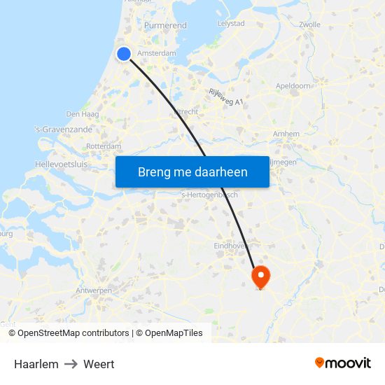 Haarlem to Weert map