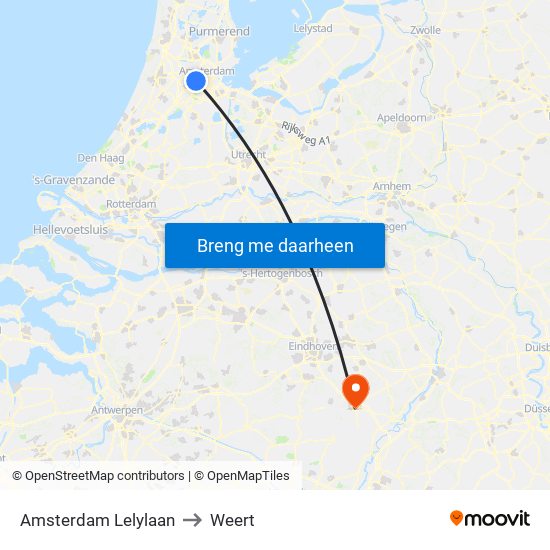 Amsterdam Lelylaan to Weert map