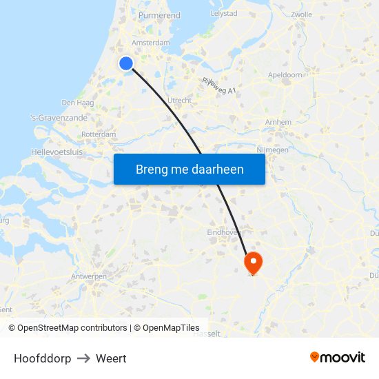 Hoofddorp to Weert map