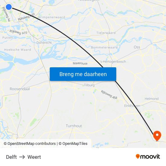 Delft to Weert map