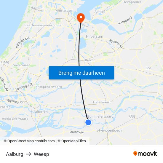 Aalburg to Weesp map