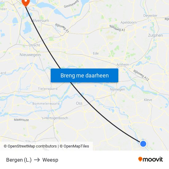 Bergen (L.) to Weesp map