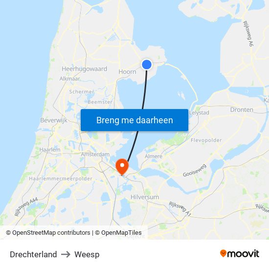 Drechterland to Weesp map