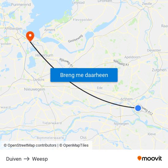 Duiven to Weesp map