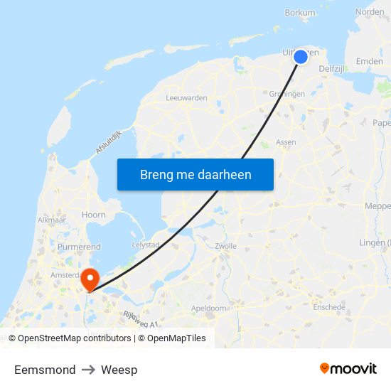 Eemsmond to Weesp map