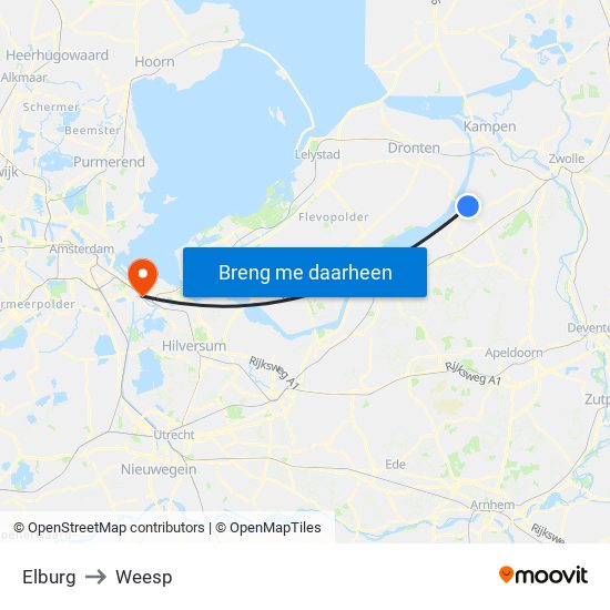 Elburg to Weesp map