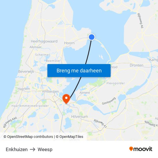 Enkhuizen to Weesp map