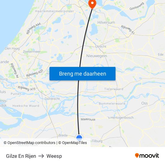 Gilze En Rijen to Weesp map