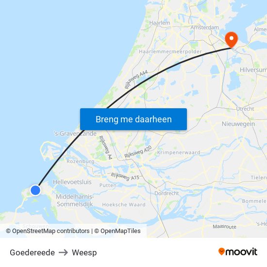 Goedereede to Weesp map