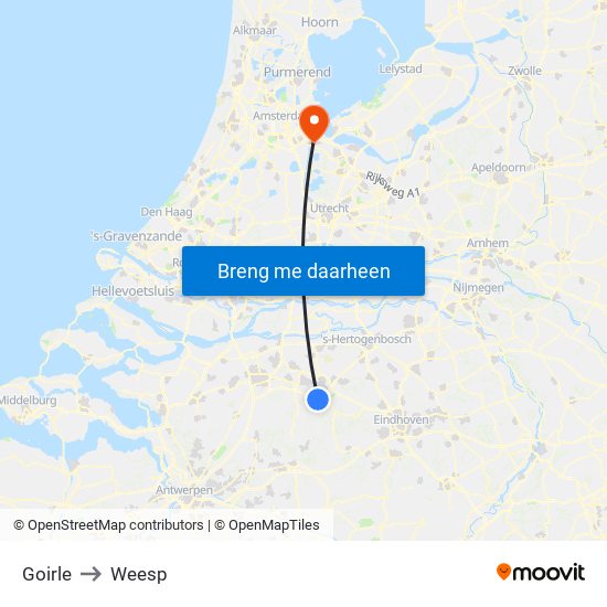 Goirle to Weesp map