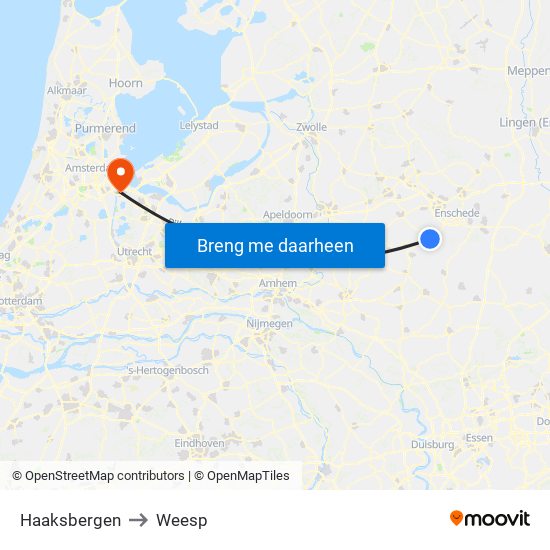 Haaksbergen to Weesp map