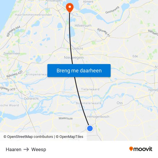 Haaren to Weesp map