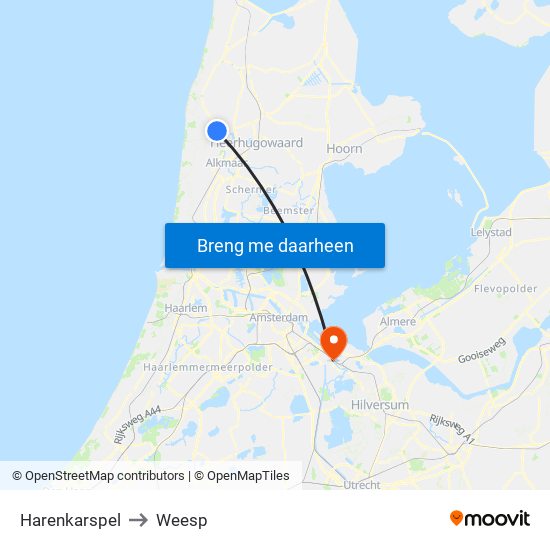 Harenkarspel to Weesp map