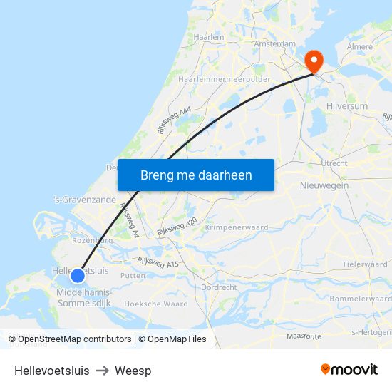 Hellevoetsluis to Weesp map
