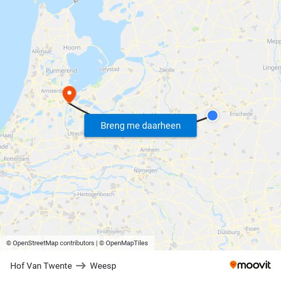 Hof Van Twente to Weesp map