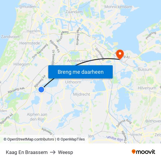 Kaag En Braassem to Weesp map