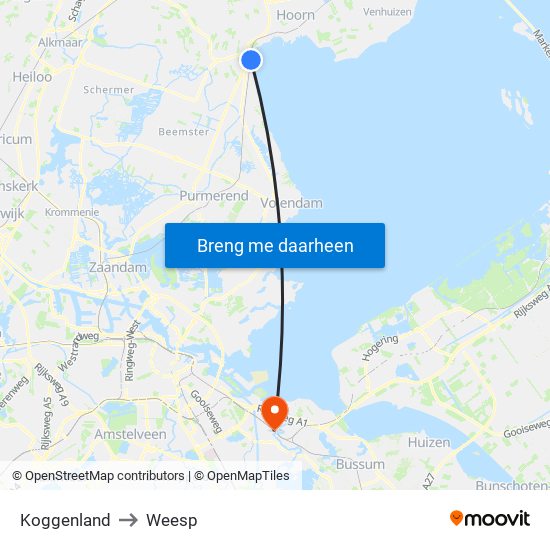 Koggenland to Weesp map