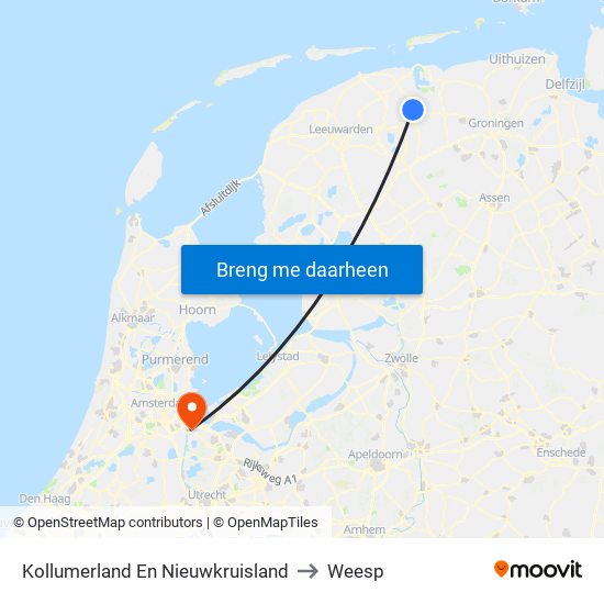 Kollumerland En Nieuwkruisland to Weesp map