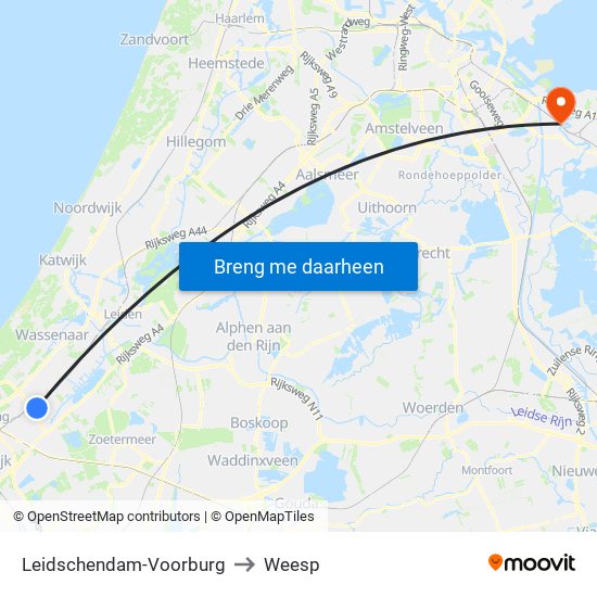 Leidschendam-Voorburg to Weesp map