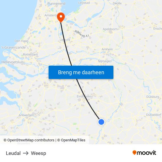 Leudal to Weesp map