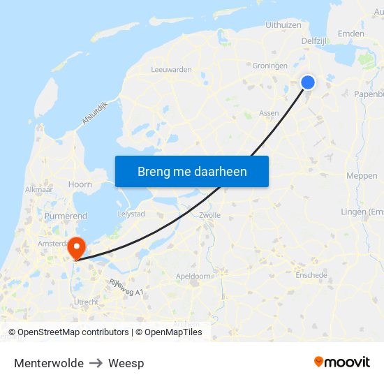 Menterwolde to Weesp map
