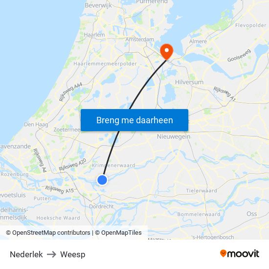 Nederlek to Weesp map