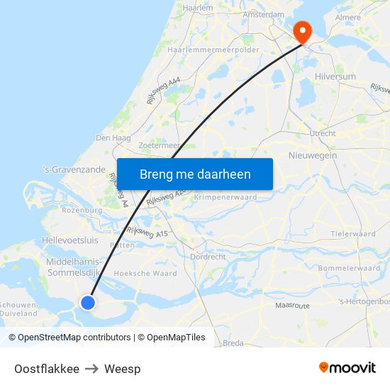 Oostflakkee to Weesp map