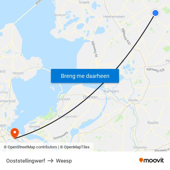 Ooststellingwerf to Weesp map