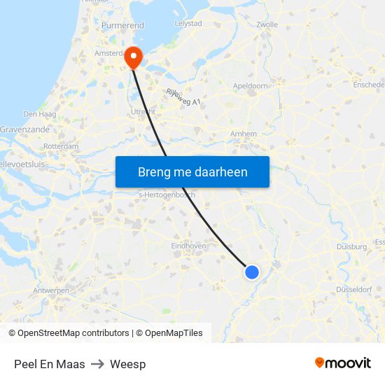 Peel En Maas to Weesp map