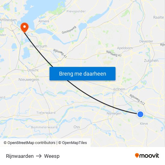 Rijnwaarden to Weesp map